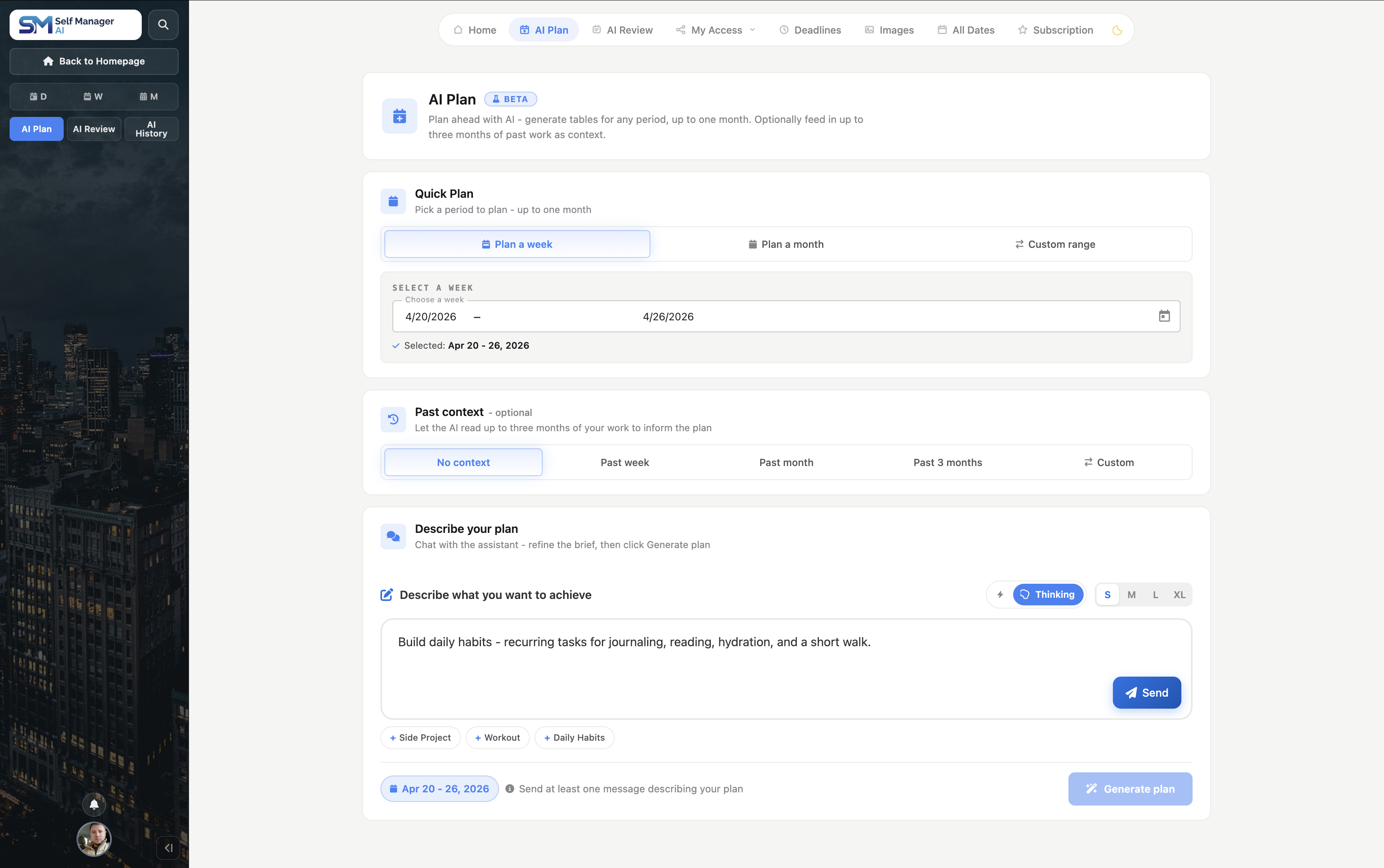AI Plan - generate a structured plan for any week or month