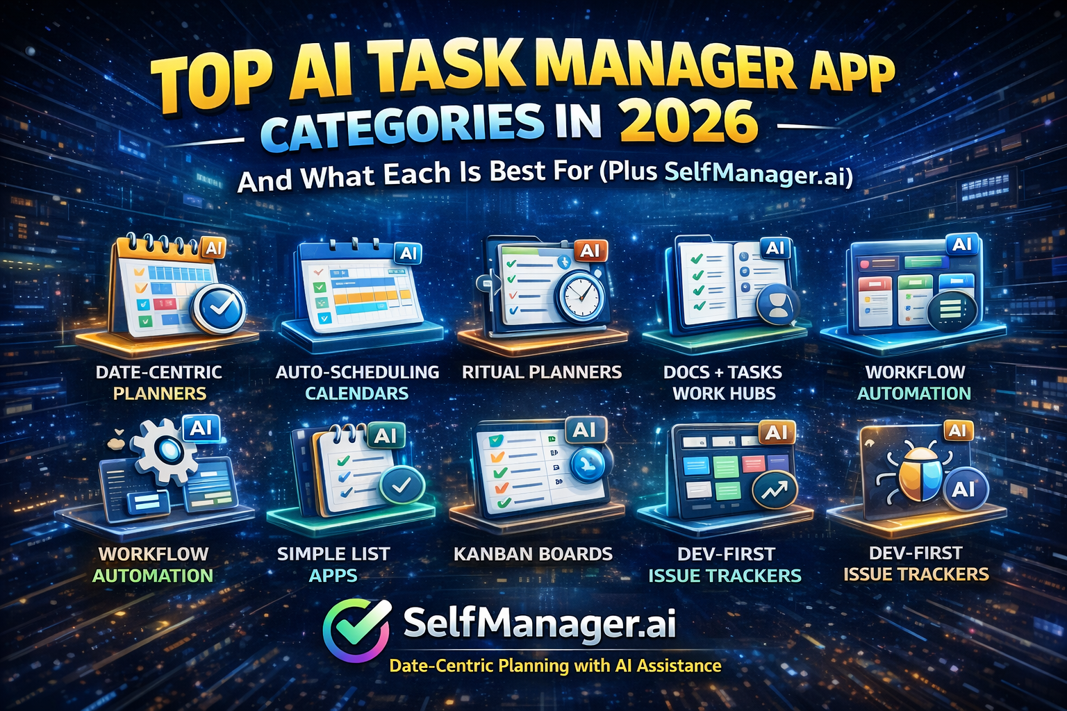 Top AI Task Manager App Categories in 2026 — And What Each Is Best For (Plus SelfManager.ai)