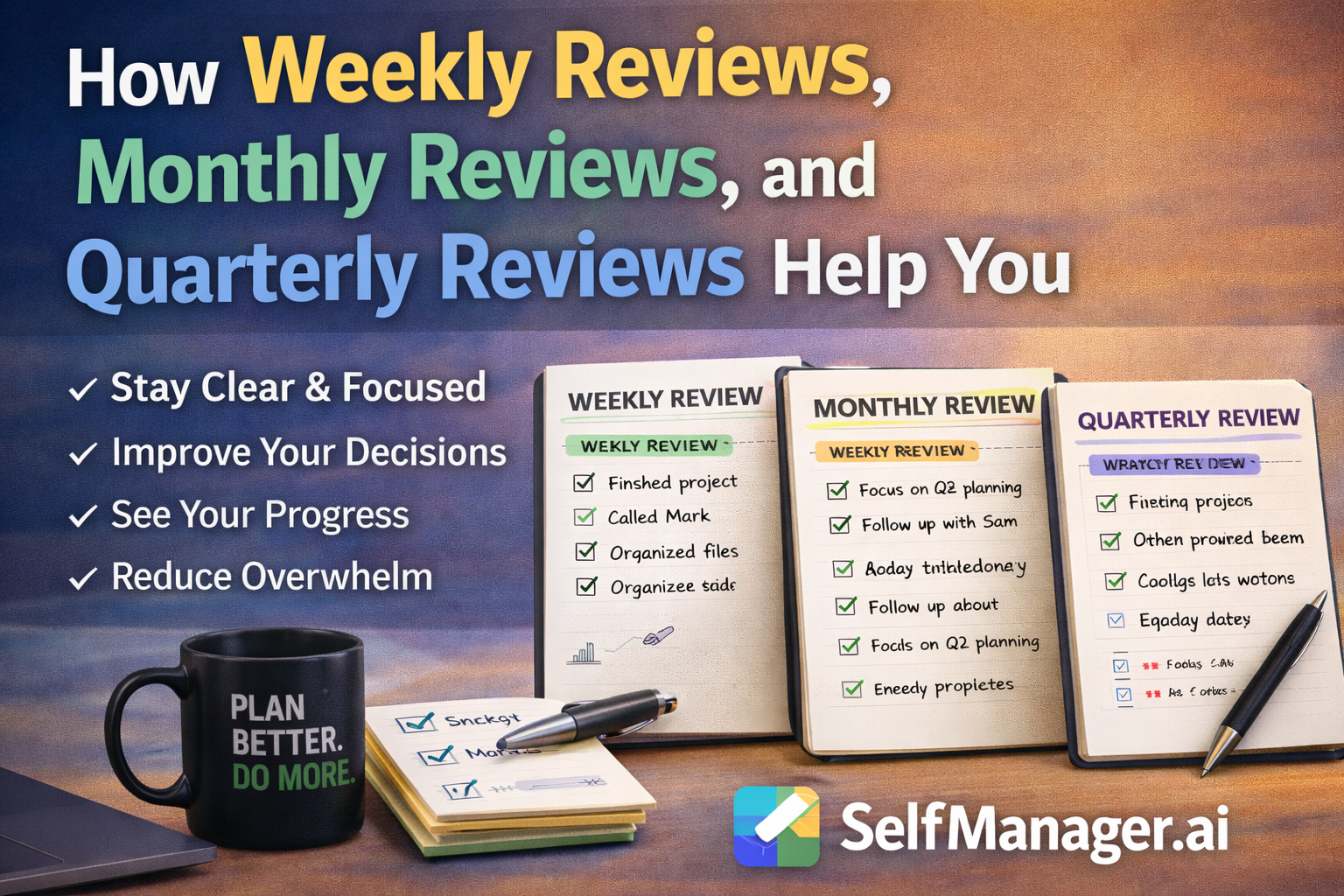 How Weekly Reviews, Monthly Reviews, and Quarterly Reviews Help You