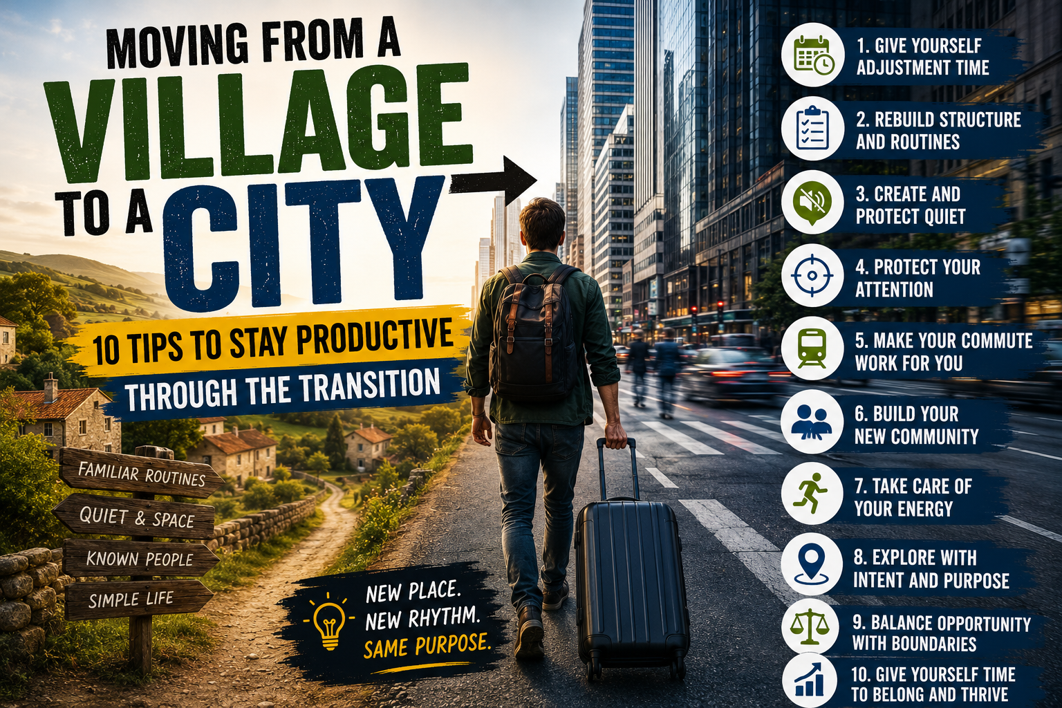 Moving From a Village to a City: 10 Tips to Stay Productive Through the Transition