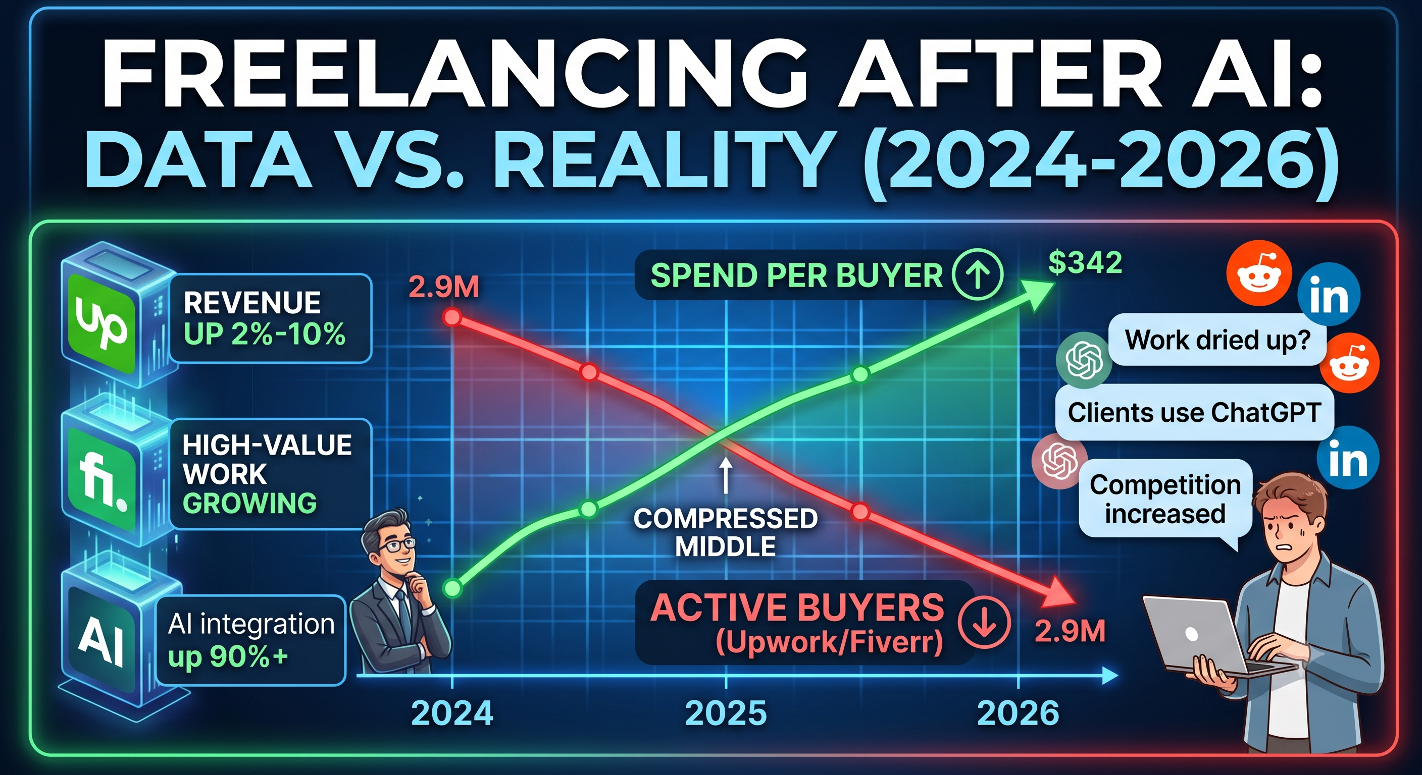 The State of Freelancing After AI (2024-2026): Platform Data vs. What Freelancers Are Actually Experiencing
