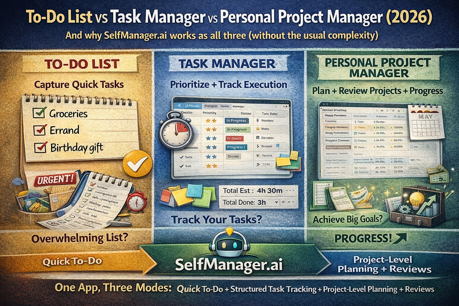 To-Do List vs Task Manager vs Personal Project Manager (2026)