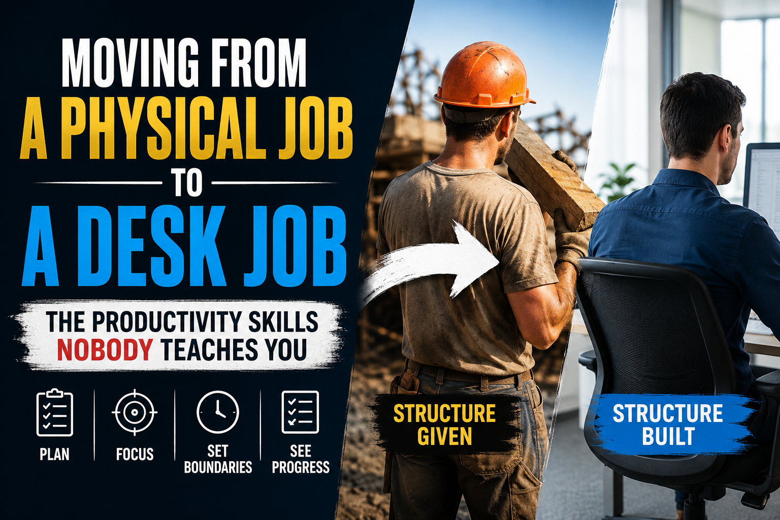 Moving From a Physical Job to a Desk Job: The Productivity Skills Nobody Teaches You