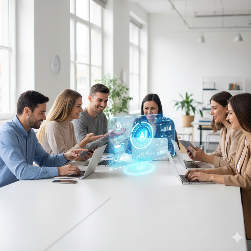 Office of people working together as a team on their computers