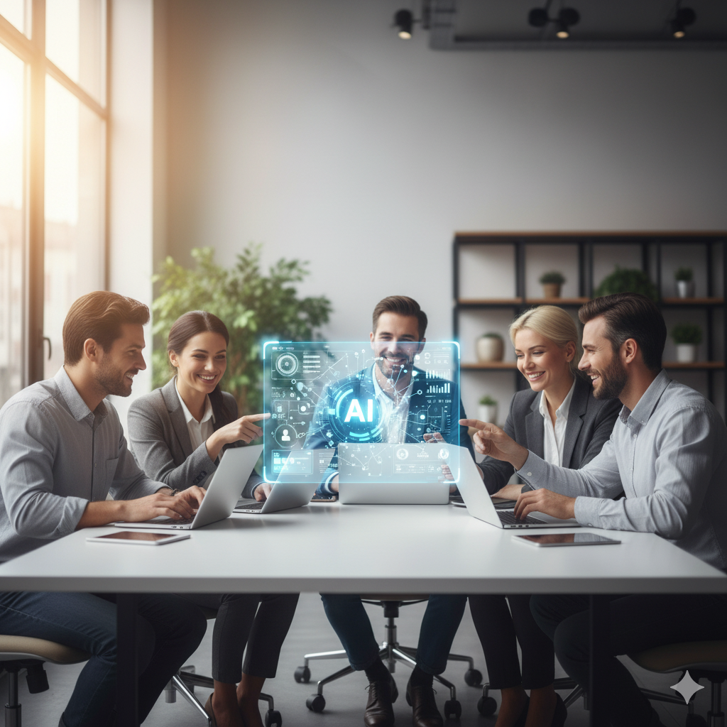 People working on their computer as a team
